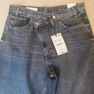 Zara Crossed Waist Wide Leg Jeans NWT